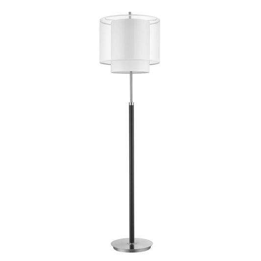 62" Chrome Traditional Shaped Floor Lamp With White Drum Shade