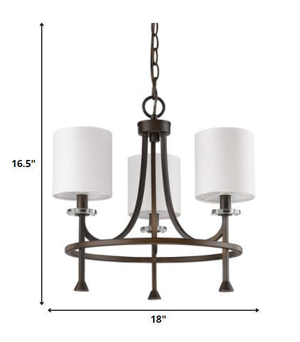 Kara 3-Light Oil-Rubbed Bronze Chandelier With Fabric Shades And Crystal Bobeches