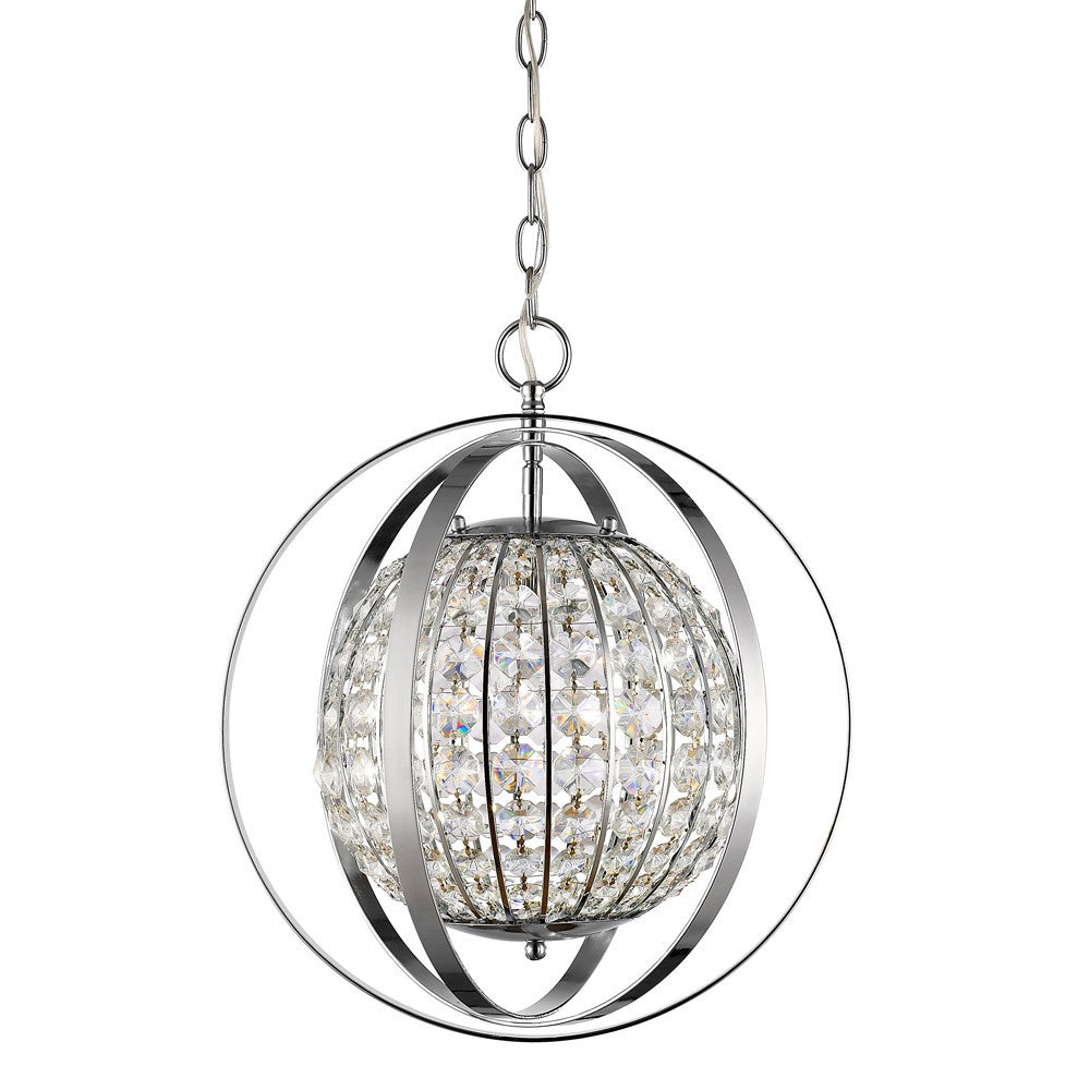 Olivia 1-Light Polished Nickel Crystal Globe Pendant