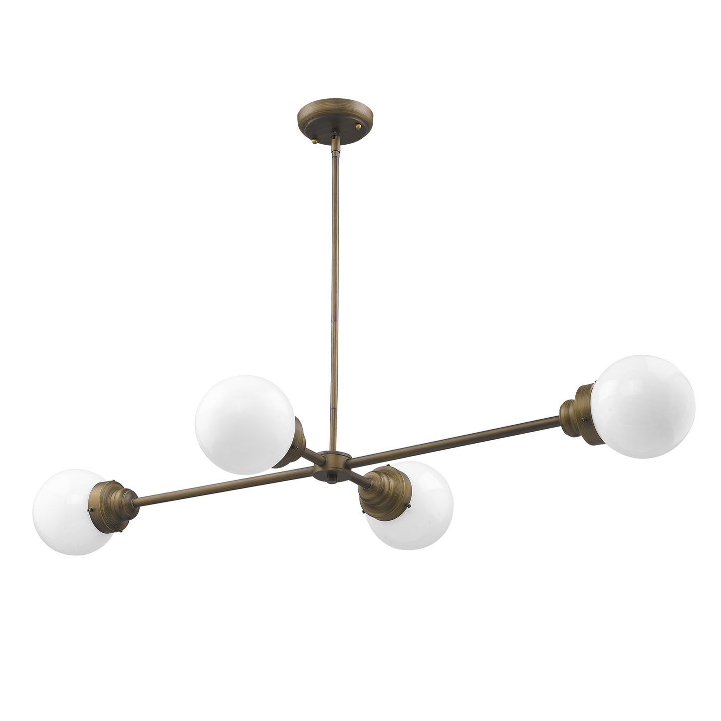 Portsmith 4-Light Raw Brass Island Pendant With White Globe Shades