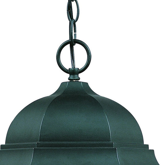 Three Light Matte Black Domed Glass Lantern Hanging Light