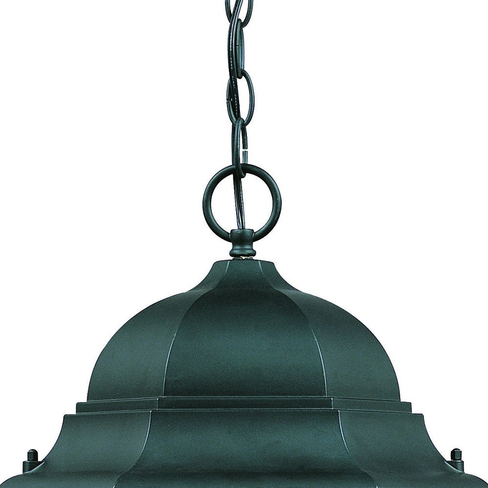 Three Light Matte Black Domed Glass Lantern Hanging Light