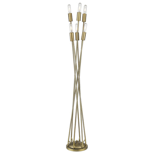 60" Brass Six Light Torchiere Floor Lamp