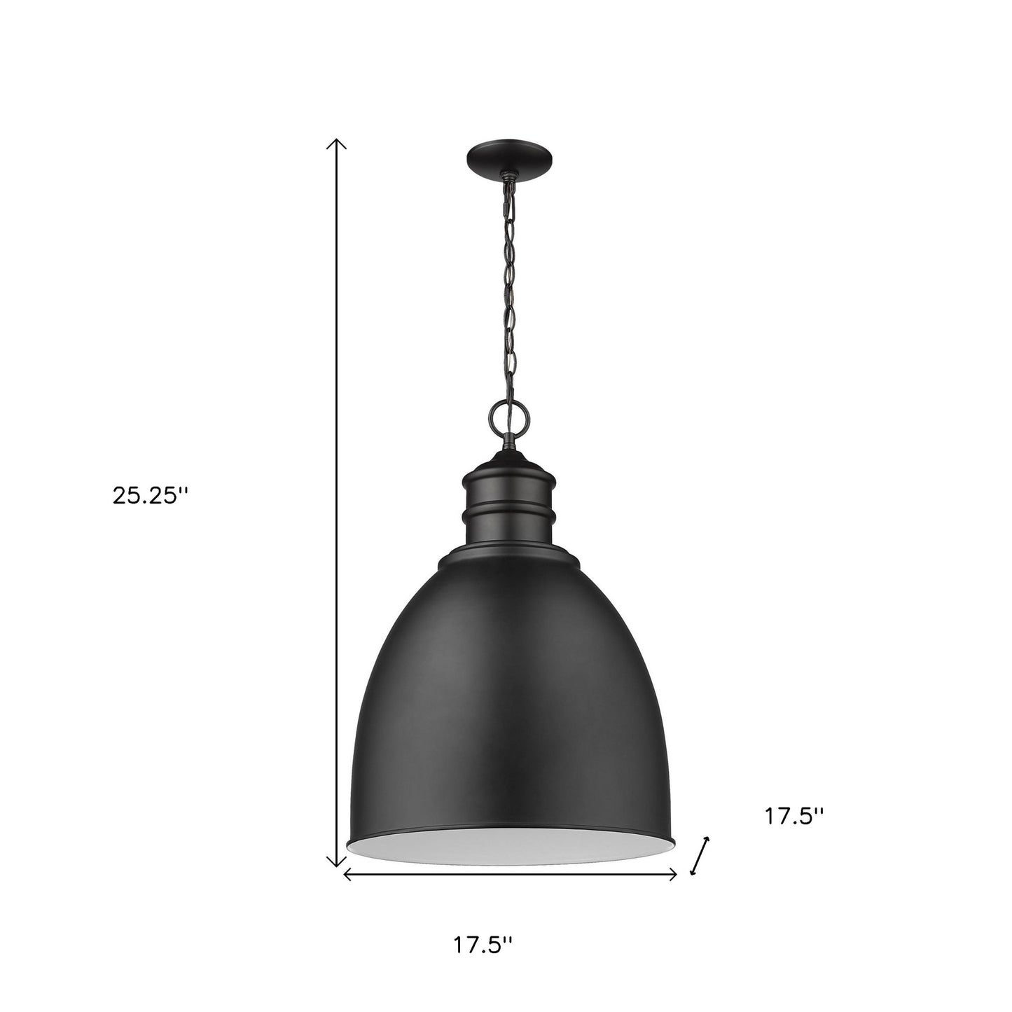 Colby 1-Light Matte Black Pendant With Gloss White Interior Shade