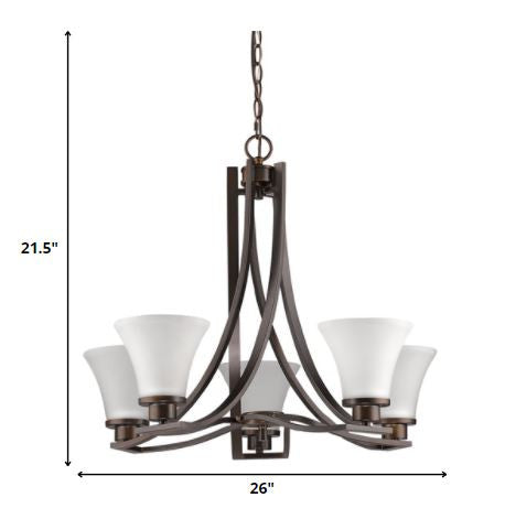 Mia 5-Light Oil-Rubbed Bronze Chandelier With Etched Glass Shades