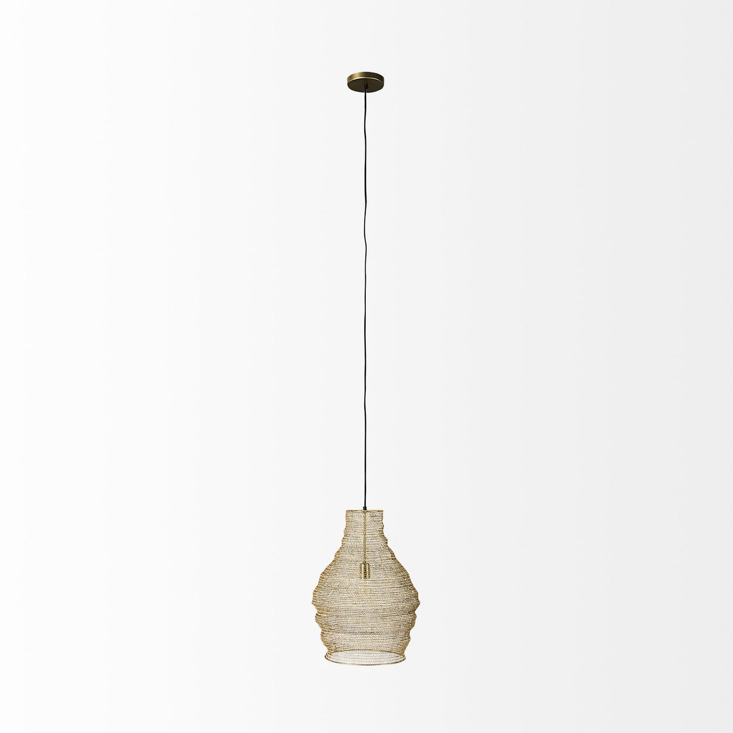 Gold Metal Wire Mesh Hanging Pendant Light