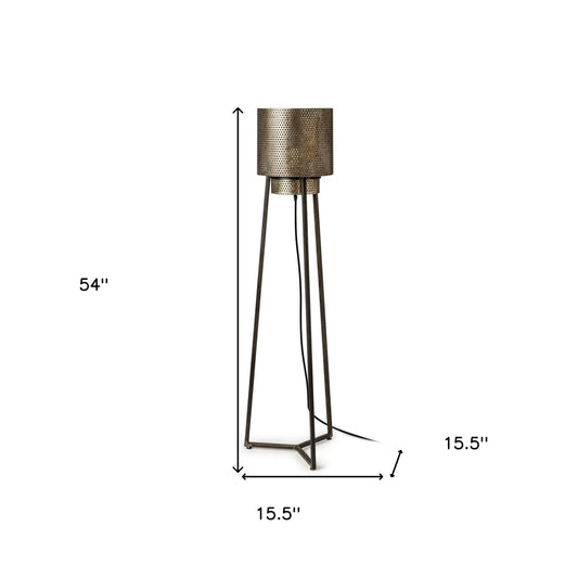 Gold Textured Tripod Floor Lamp