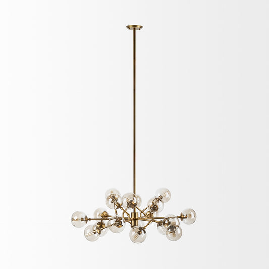 Gold Metal Eighteen Bulb Hanging Chandelier