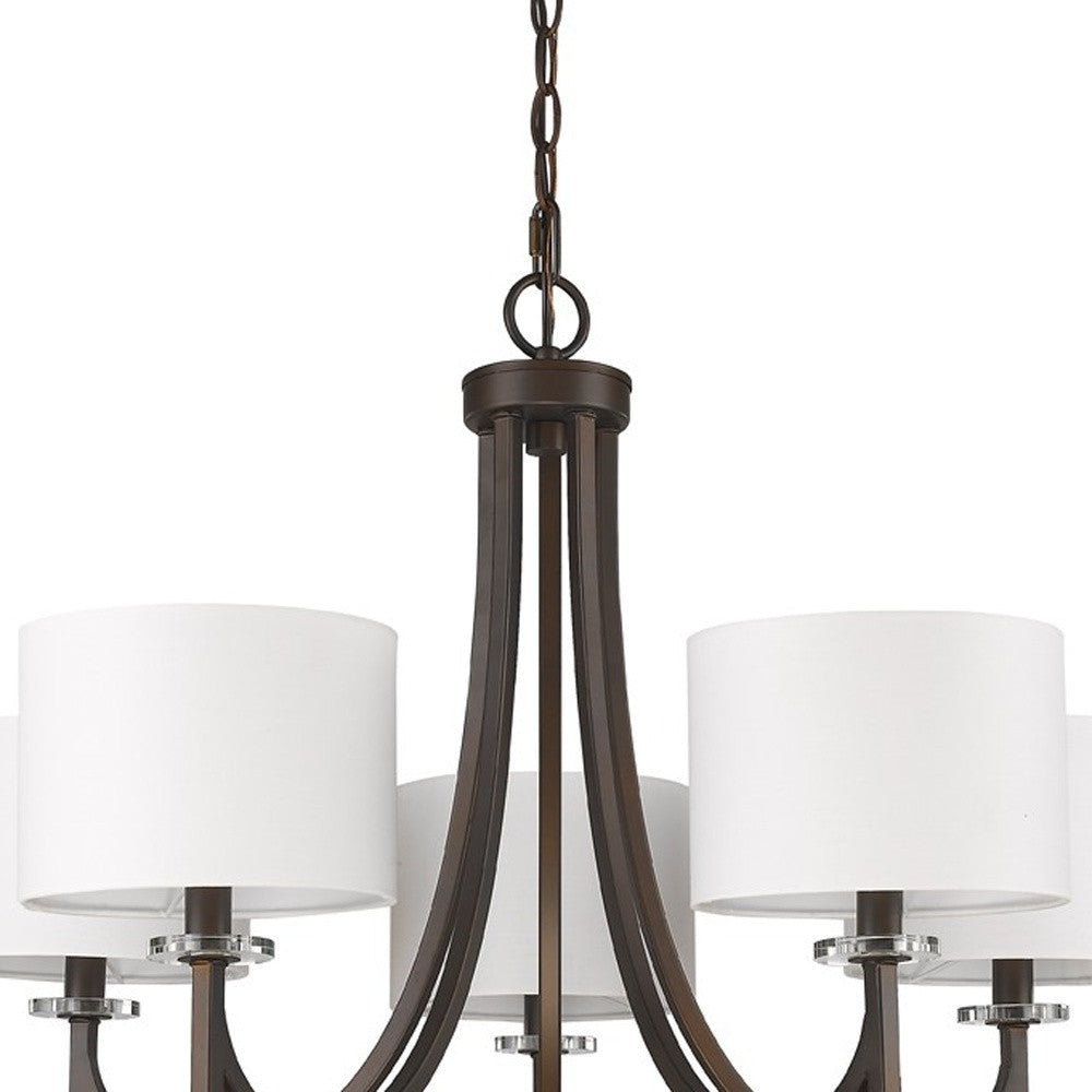 Kara 5-Light Oil-Rubbed Bronze Chandelier With Fabric Shades And Crystal Bobeches