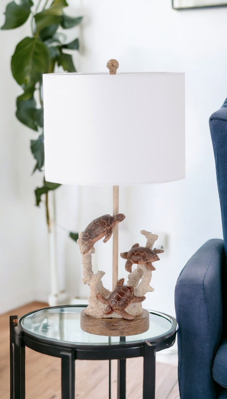 Set of 2 Brown Turtle Reef Table Lamps