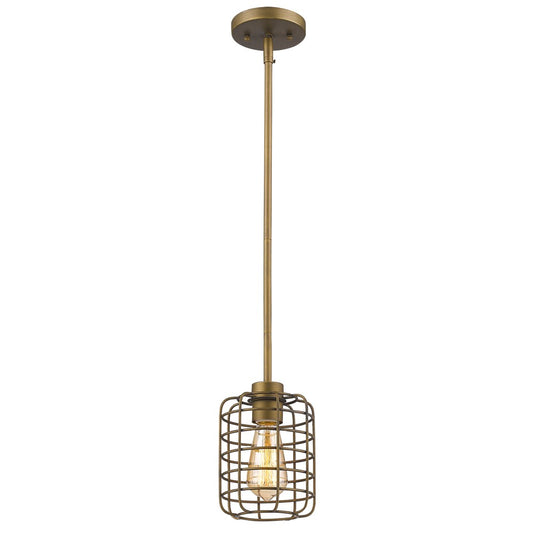 Brushed Gold Metal Cage Hanging Light