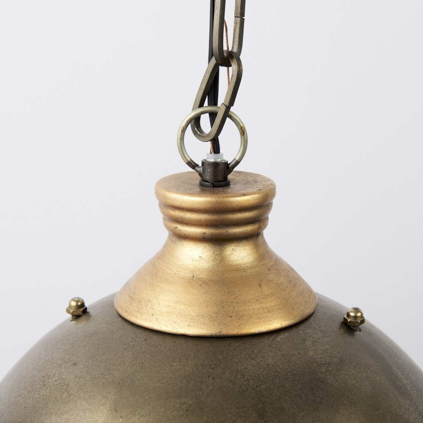 Distressed Bronze Metal Dome Hanging Light