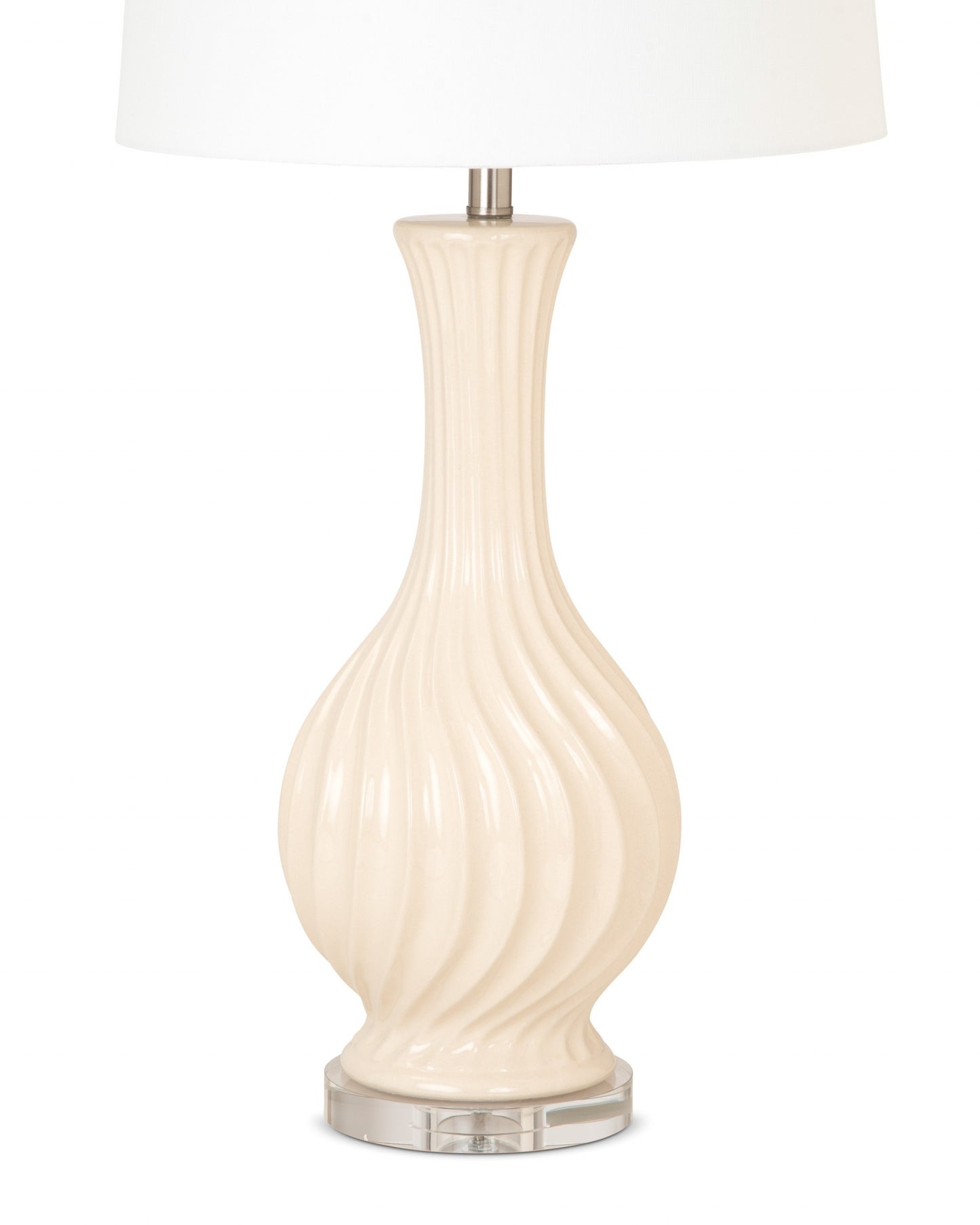 Set of 2 Beige Curved Ceramic Table Lamps