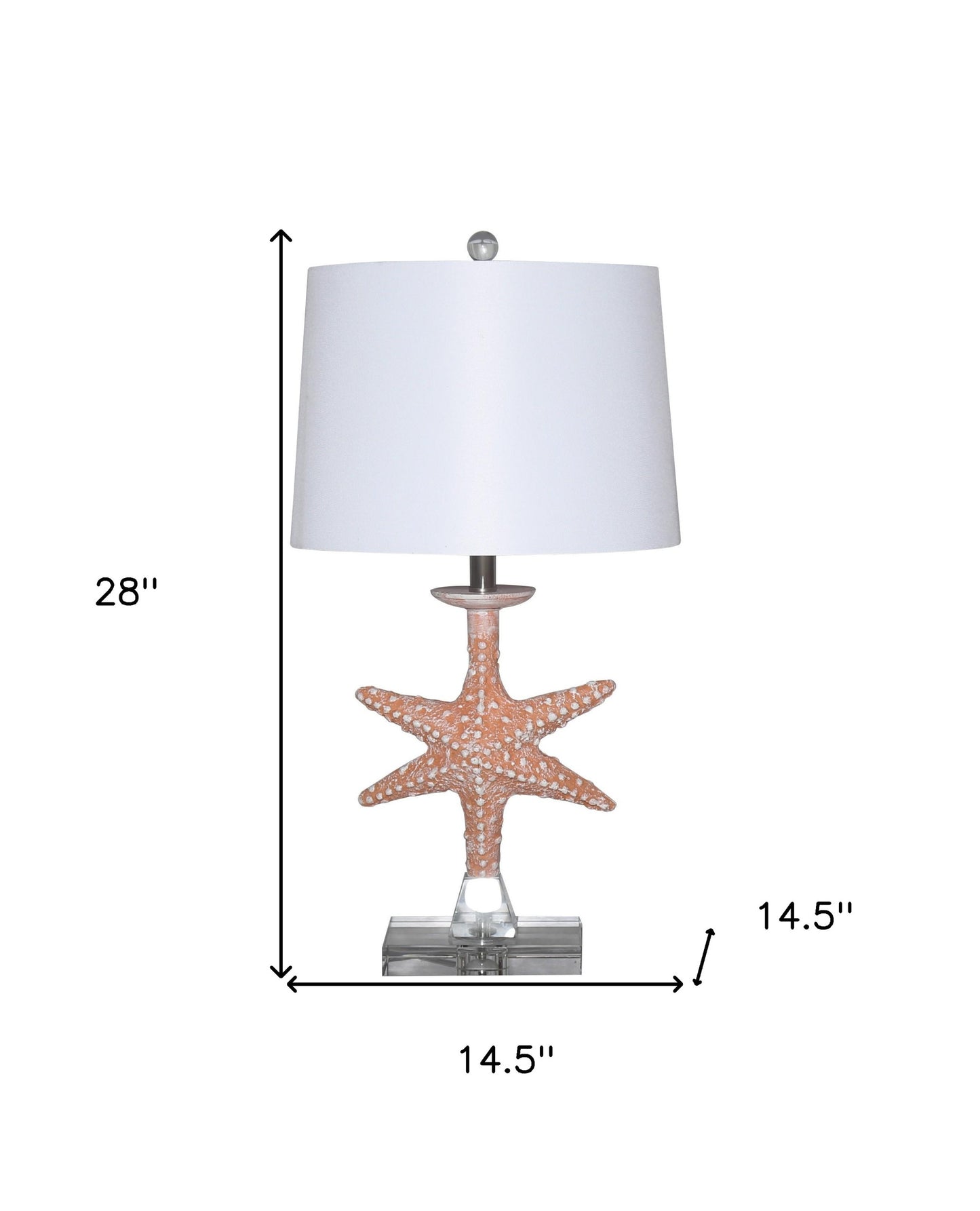 Set of 2 Orange Coastal Starfish Table Lamps