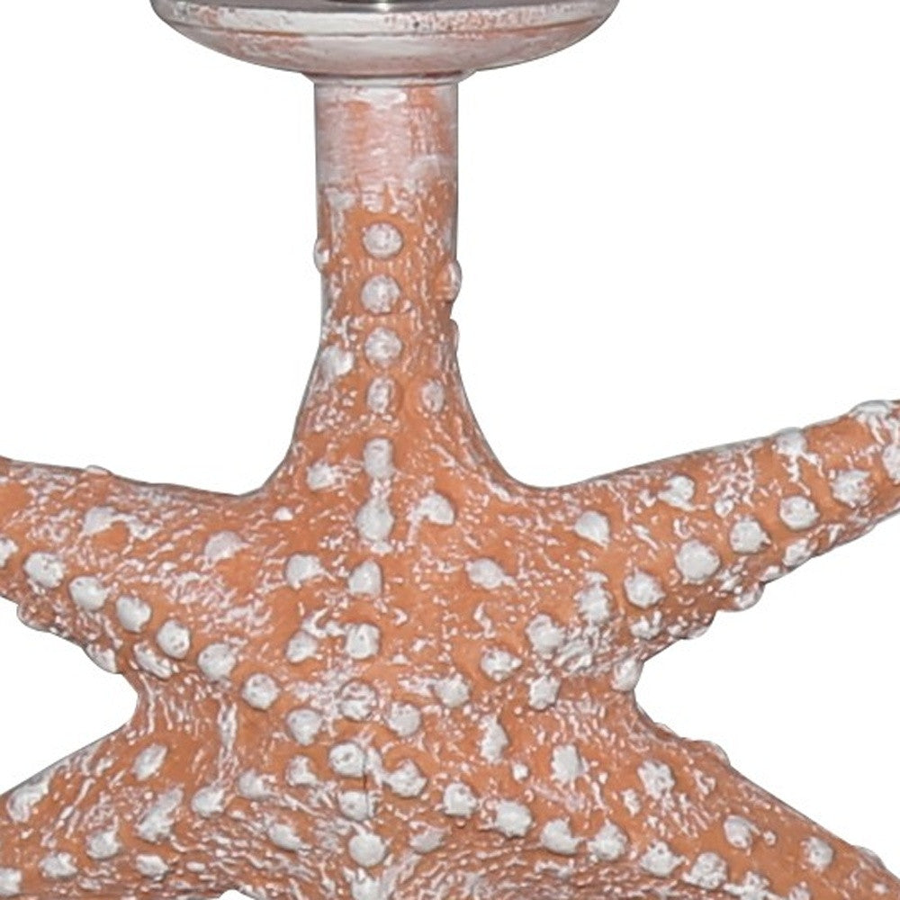 Set of 2 Orange Coastal Starfish Table Lamps