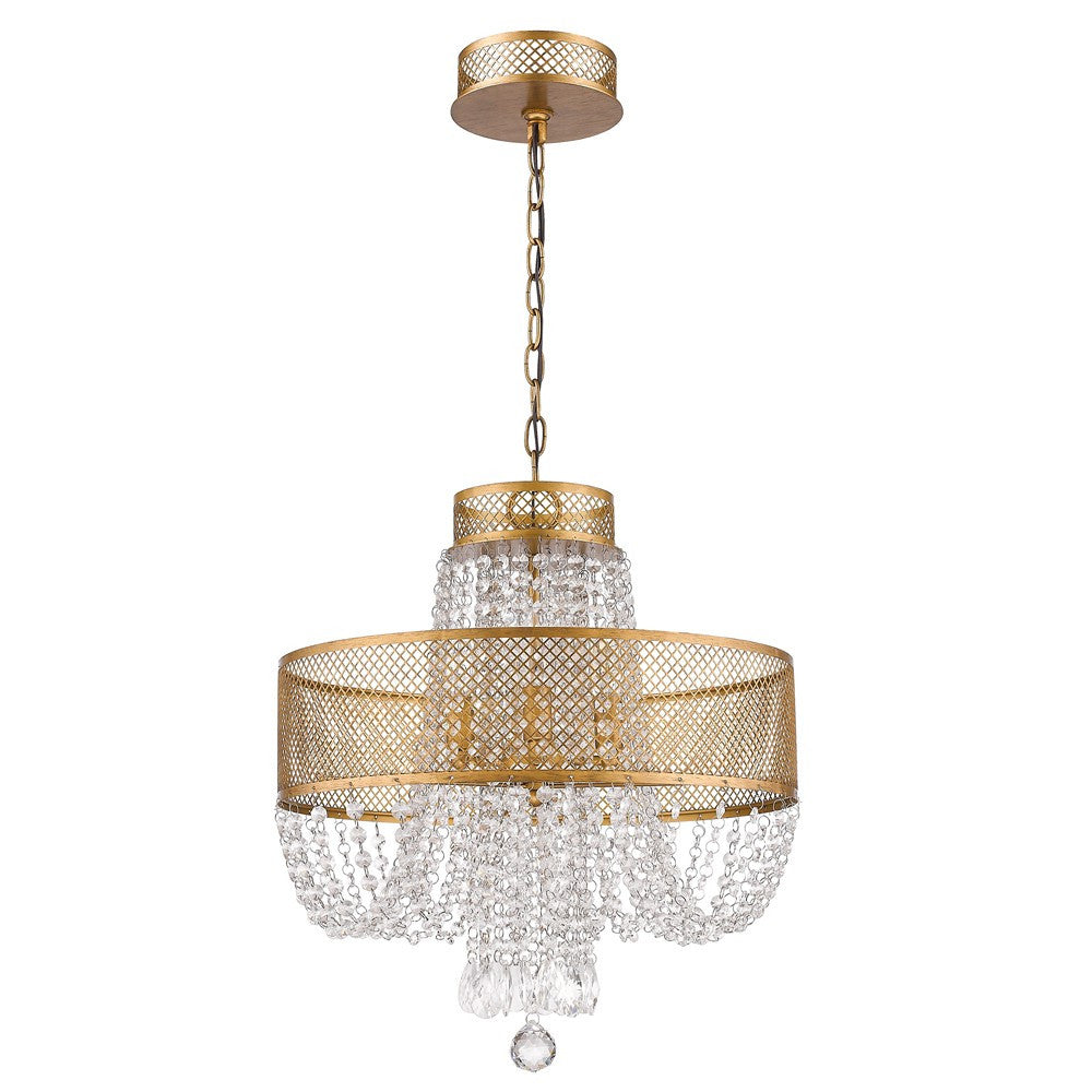 Viola 4-Light Antique Gold Crystal Chandelier