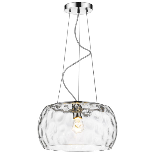 Mystere 1-Light Polished Chrome Pendant With Dimpled Glass Shade