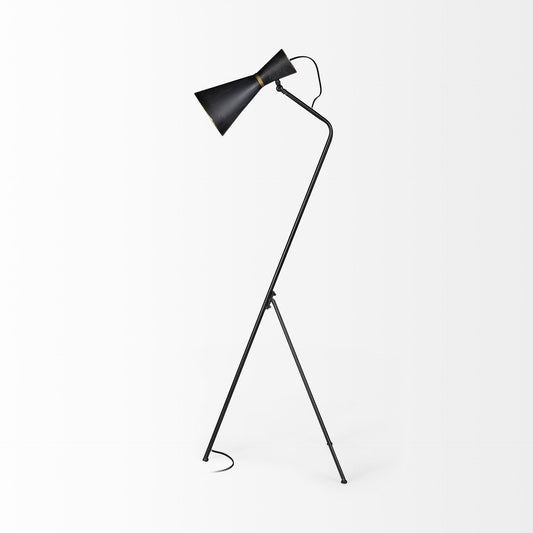 Black and Brass Conical Metal Floor Lamp