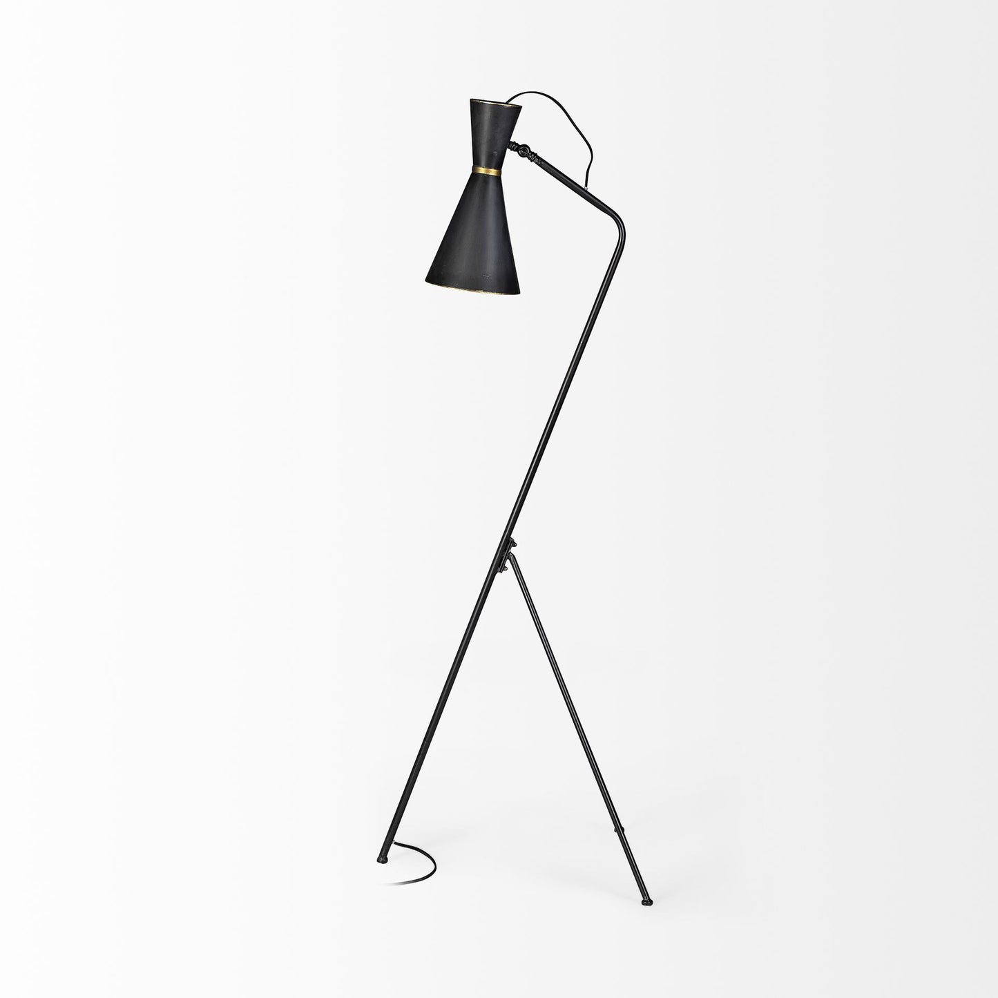 Black and Brass Conical Metal Floor Lamp