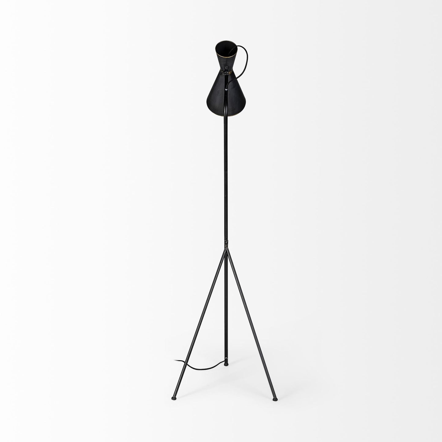 Black and Brass Conical Metal Floor Lamp