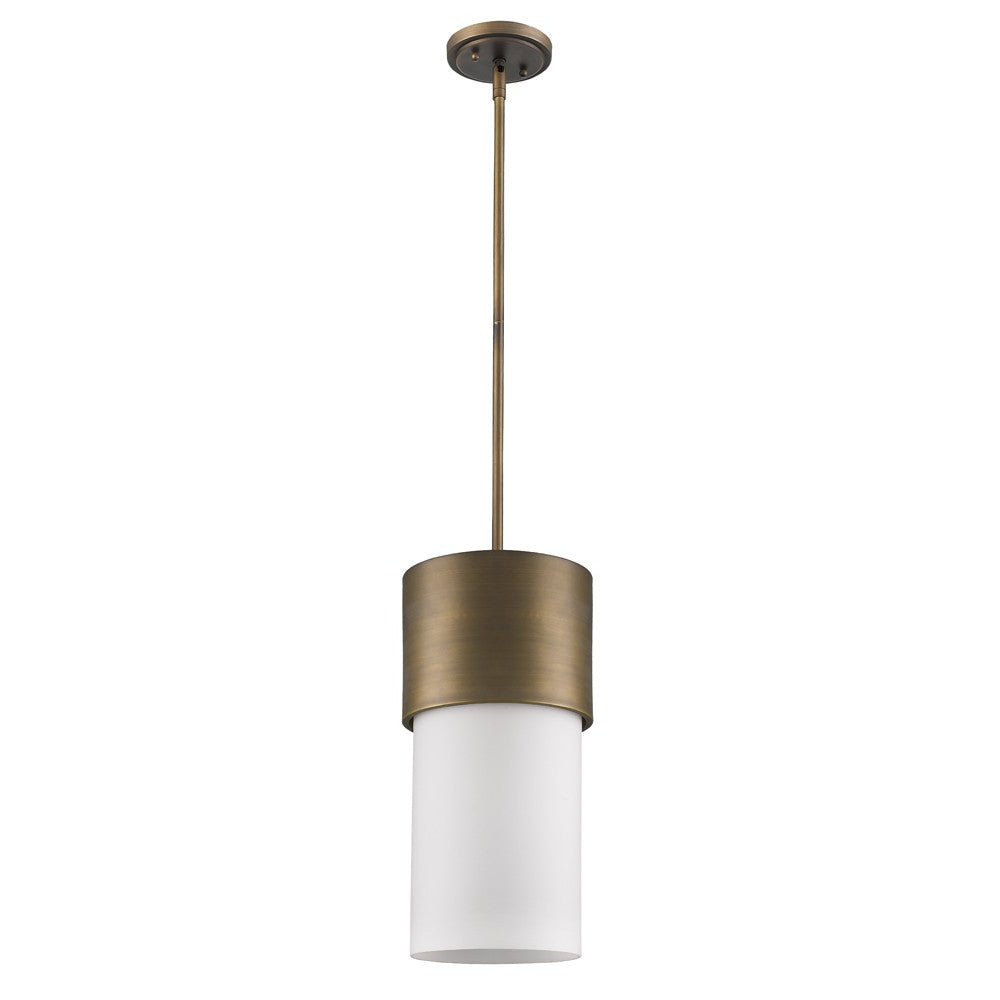 Midtown 1-Light Raw Brass Pendant With Frosted Glass Shade