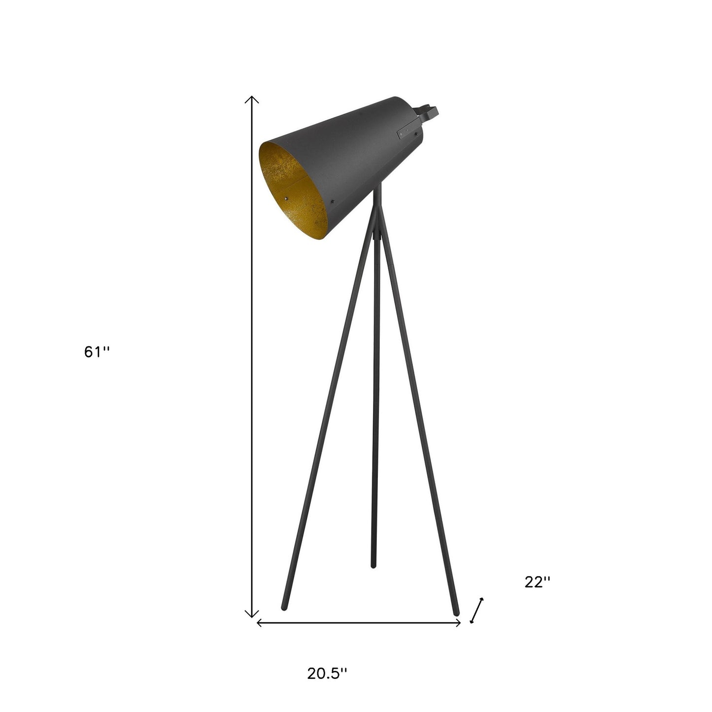 61" Matte Tripod Floor Lamp With Gray Cone Shade