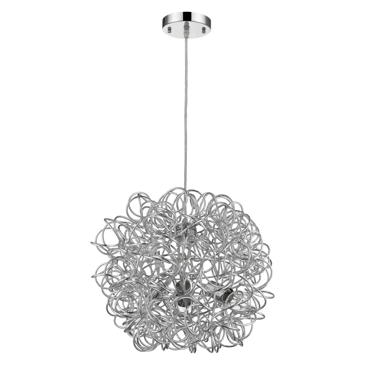 Mingle 3-Light Polished Chrome Pendant With Faceted Chrome Aluminum Wire Shade