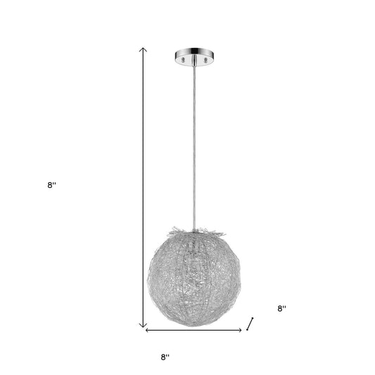 Contemporary Silver Globe Pendant Hanging Light