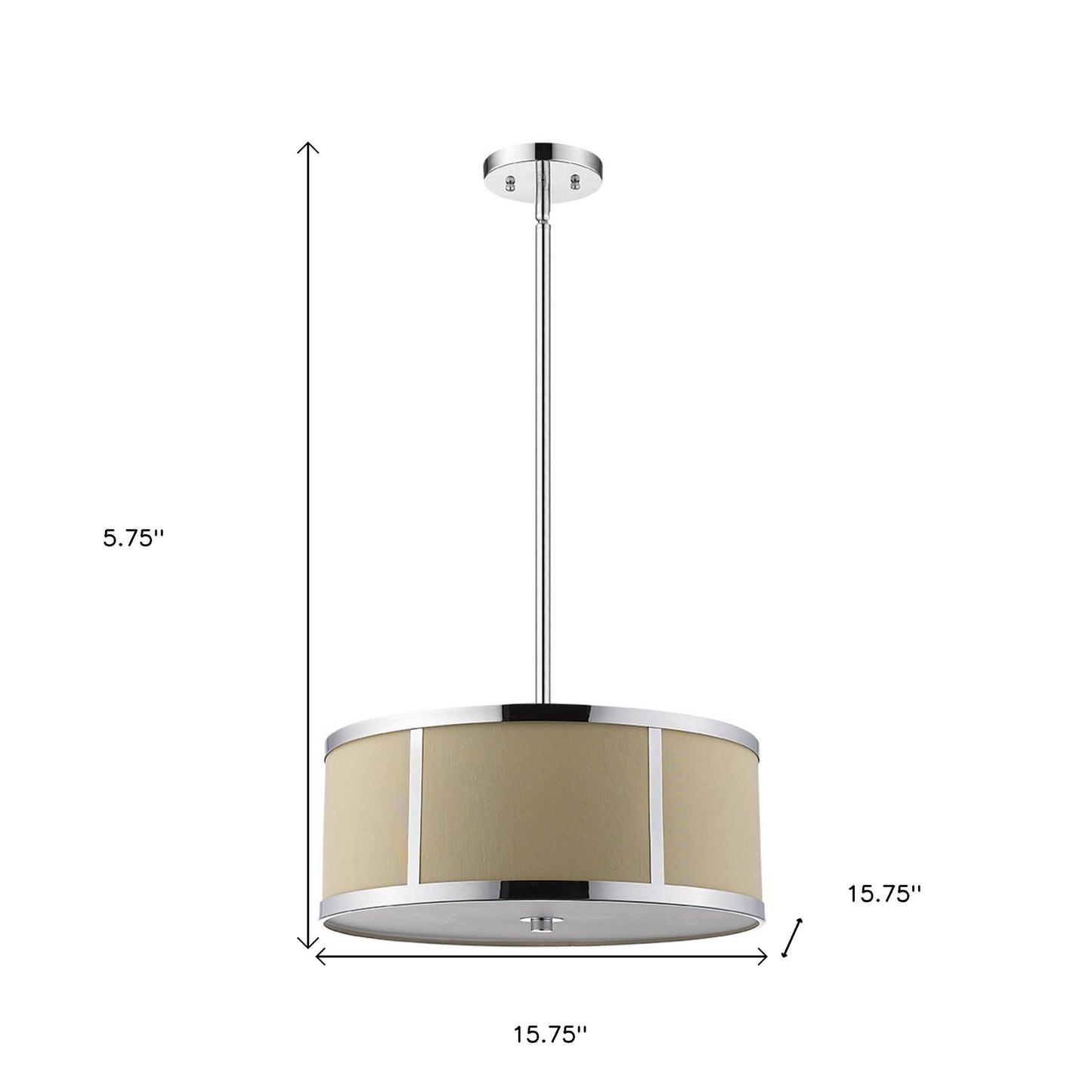 Butler 2-Light Polished Chrome Pendant With Coarse Cream Linen Shade And Opal Acrylic Diffuser