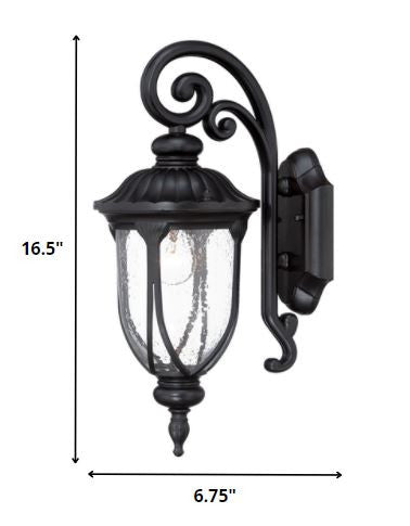 Matte Black Cast Aluminum Glass Lantern Wall Sconce