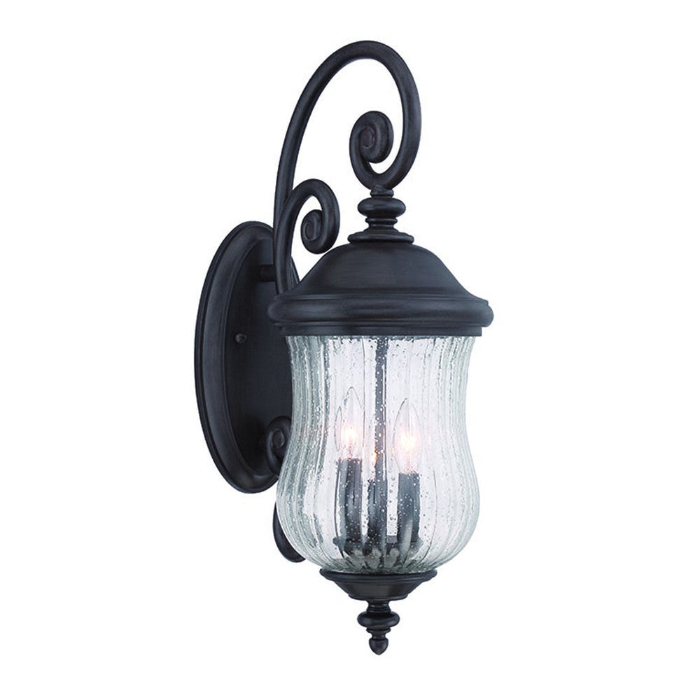 Three Light Matte Black Urn Shaped Wall Light