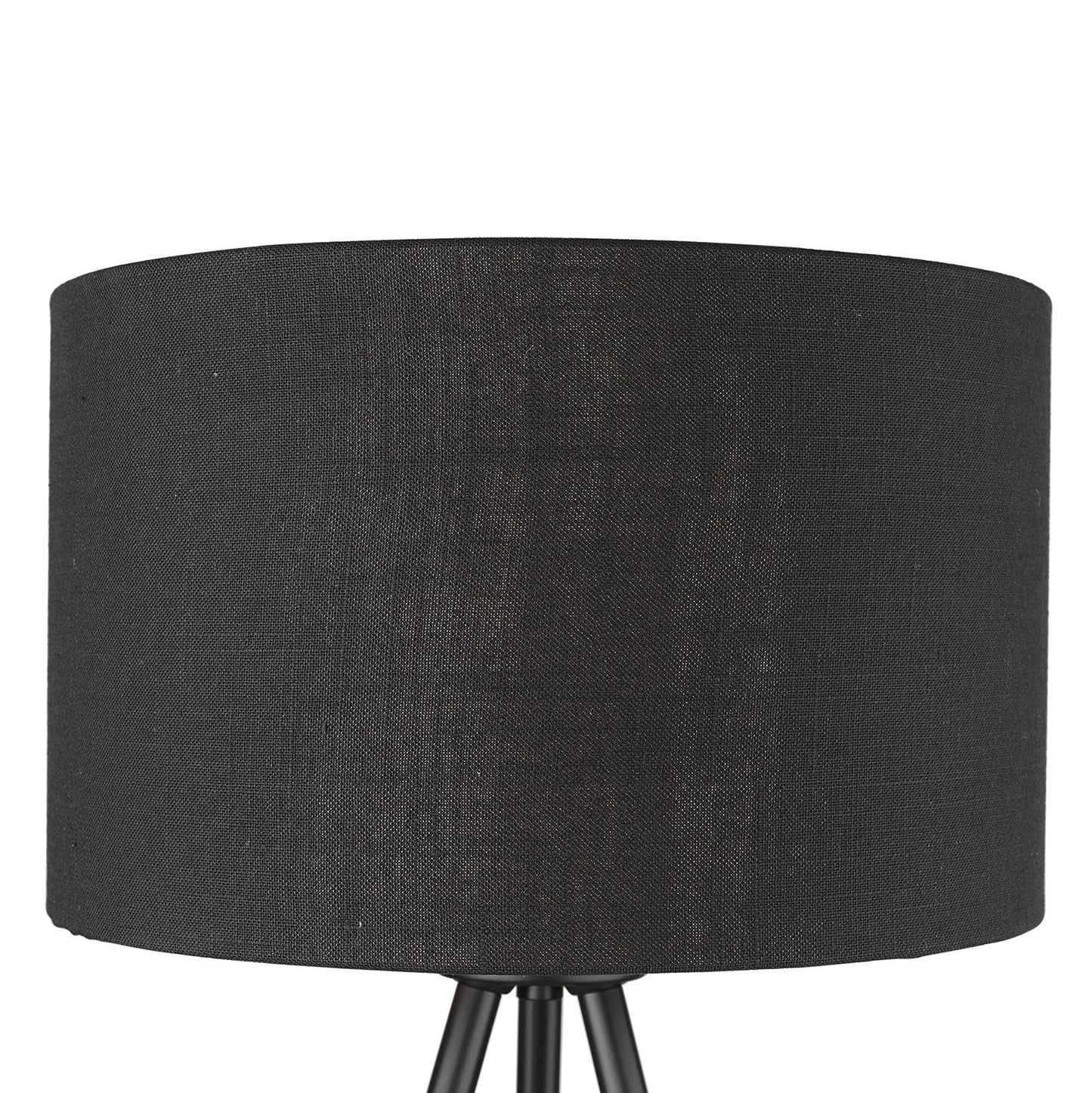 22" Black Metal Column Table Lamp With Black Drum Shade