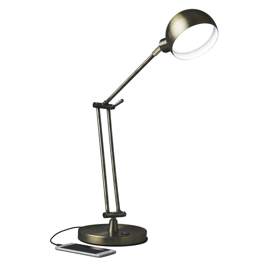 Shiny Satin Brass LED Adjustable Desk Lamp