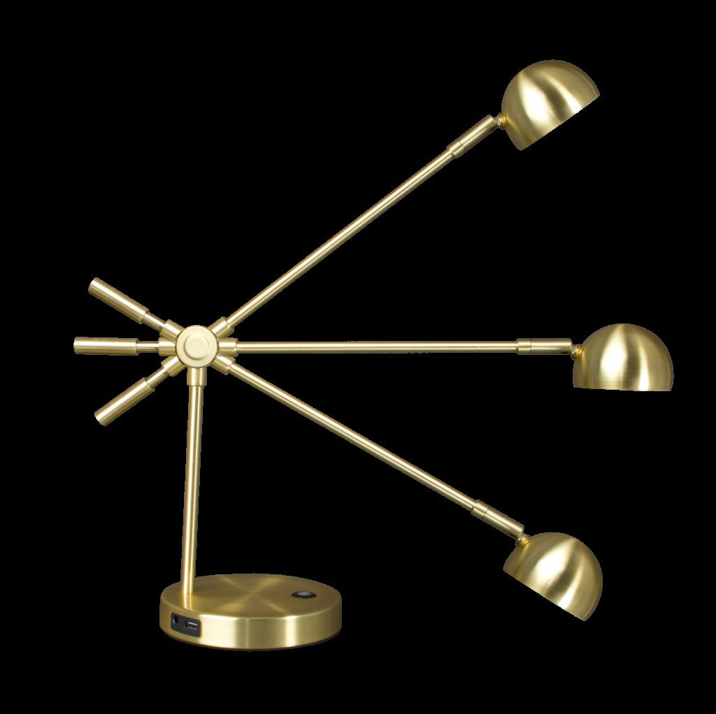 Shiny Satin Brass LED Adjustable Desk Lamp