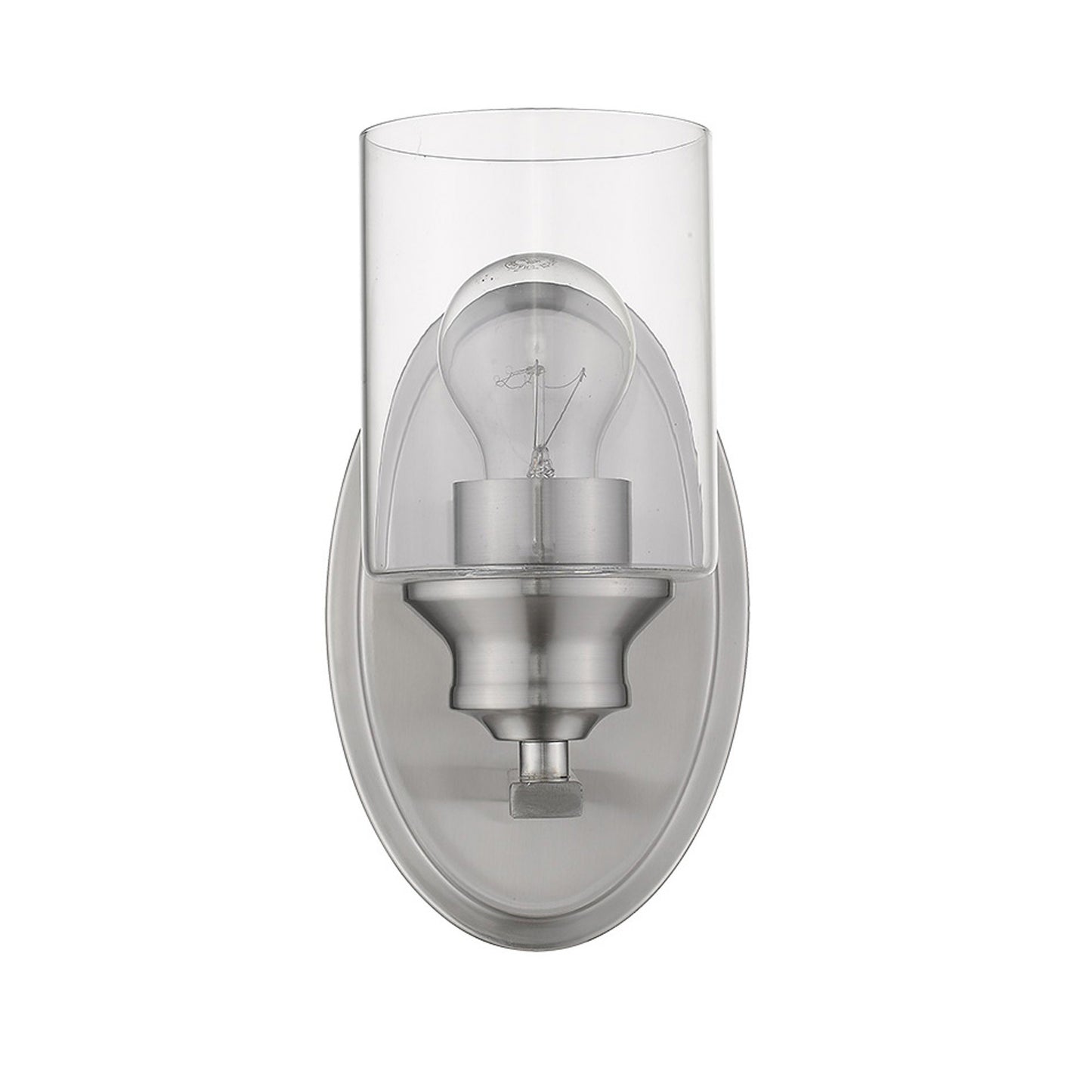 One Light Silver Wall Light with Clear Glass Shade