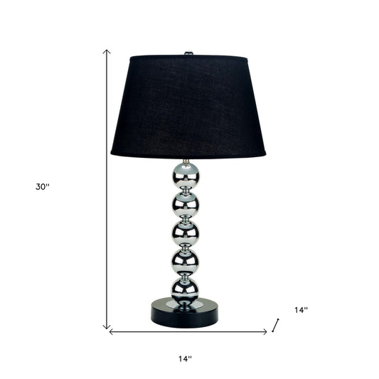 Silver Bauble Table Lamp with Black Shade