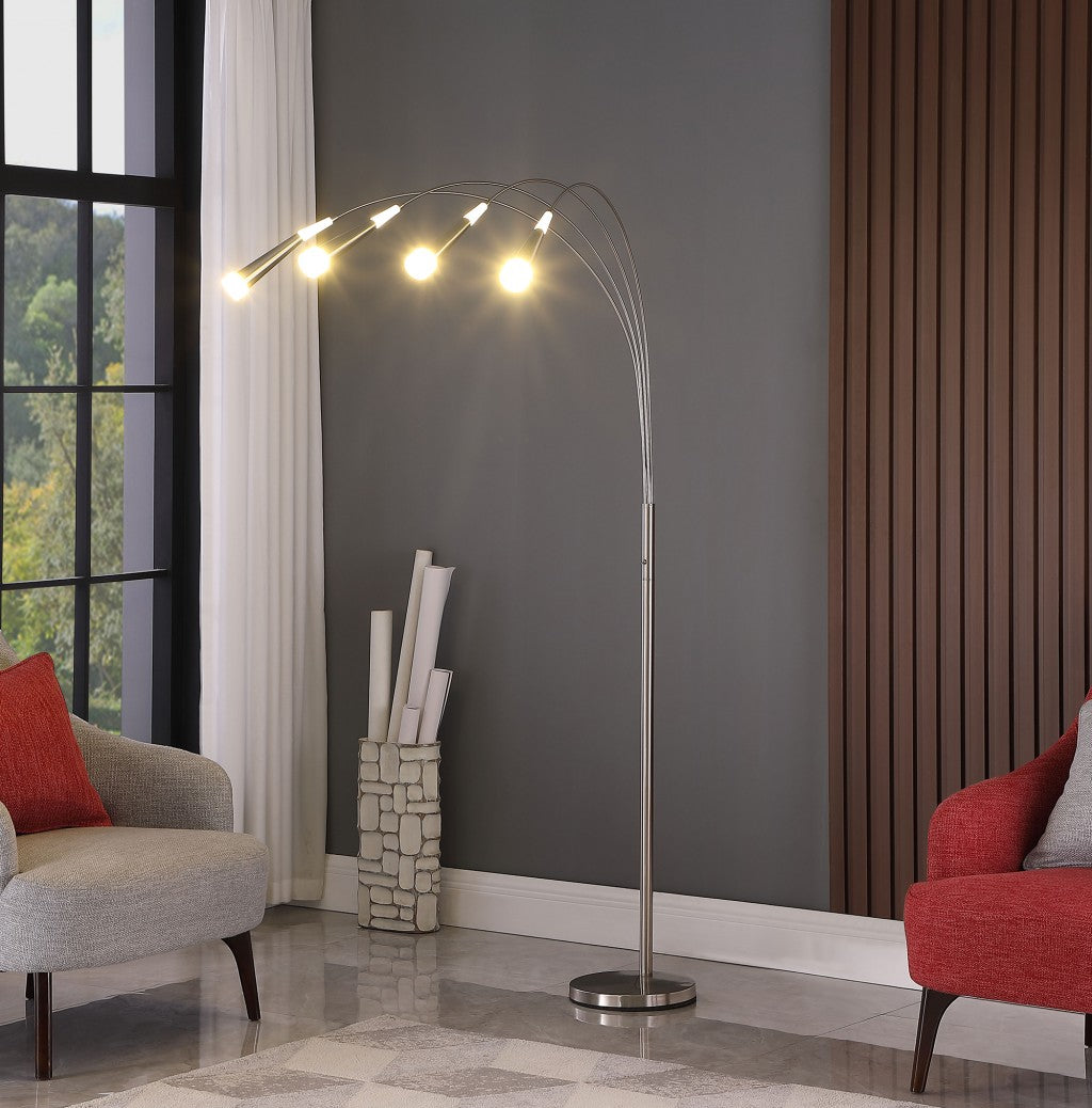 72" Nickel Four Lights LED Arc Floor Lamp