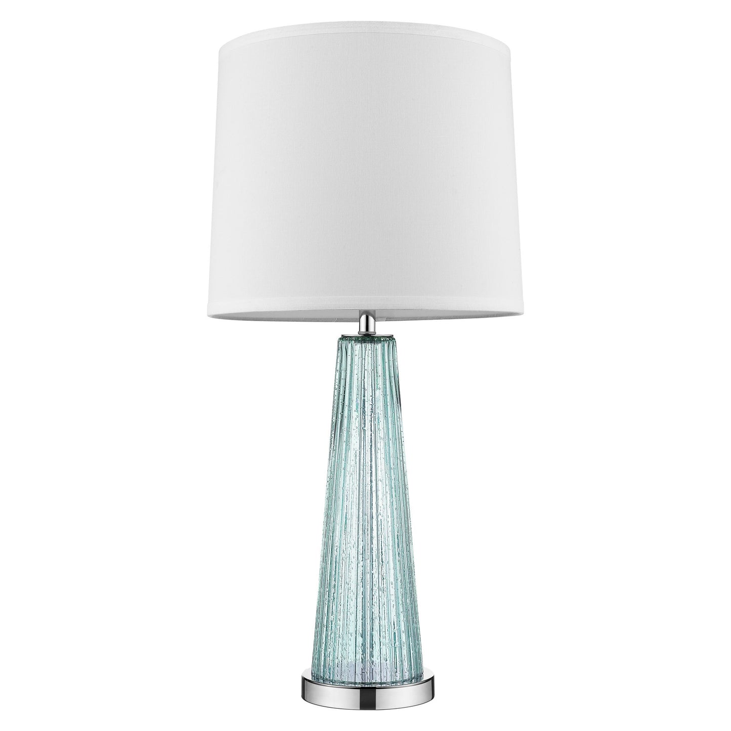 29" Silver Metal Table Lamp With White Empire Shade