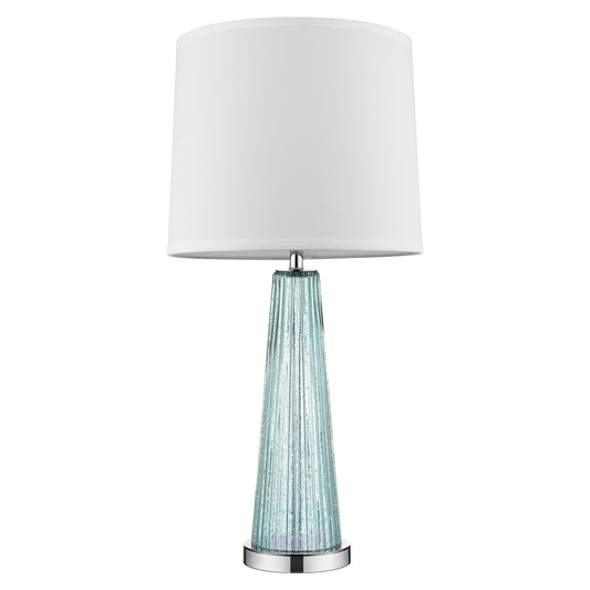 29" Silver Metal Table Lamp With White Empire Shade