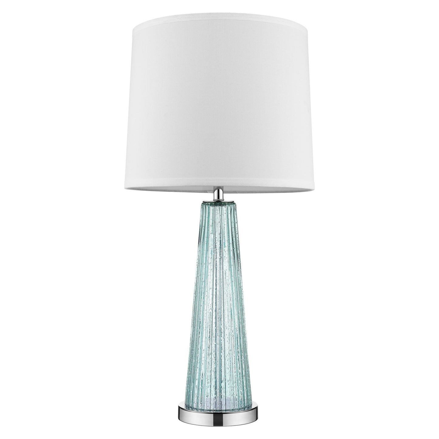 29" Silver Metal Table Lamp With White Empire Shade