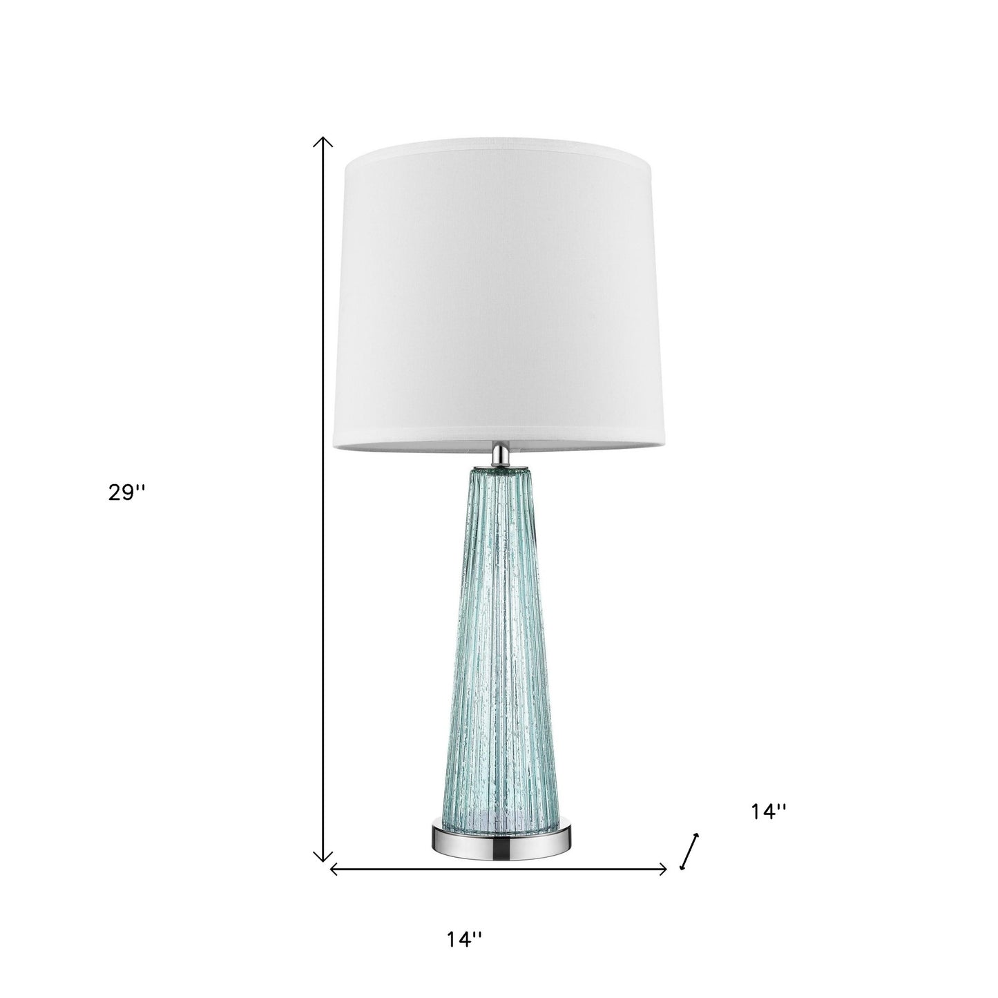 29" Silver Metal Table Lamp With White Empire Shade