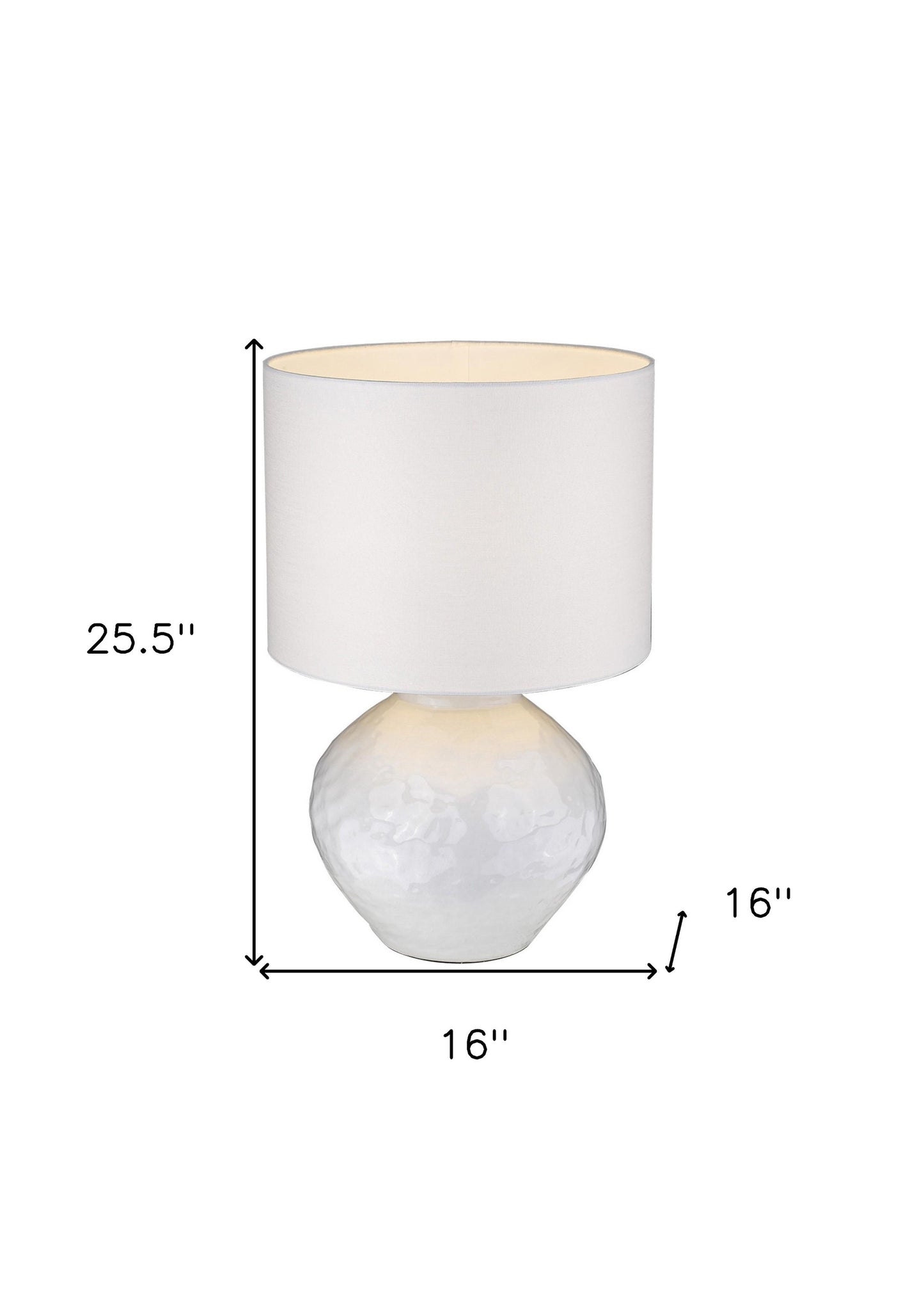 26" White Ceramic Column Table Lamp With White Drum Shade