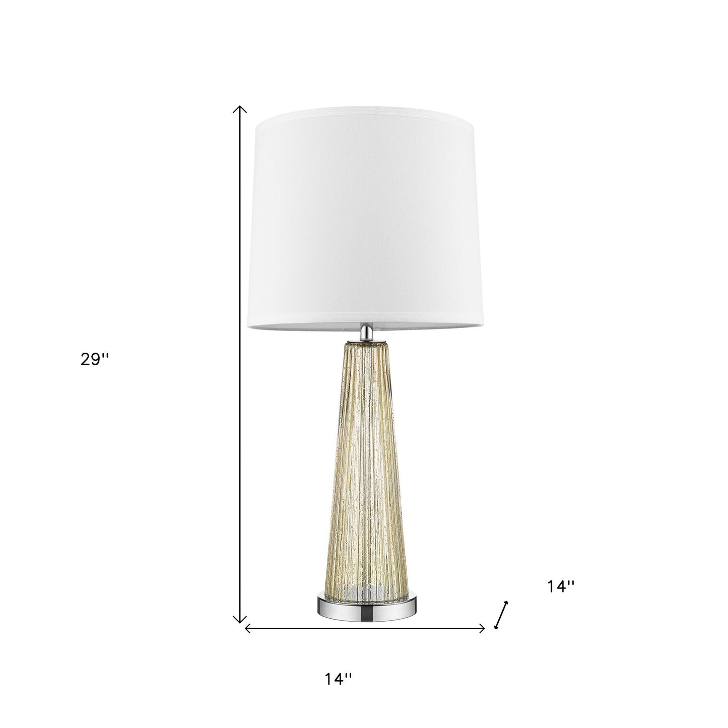 29" Silver Metal Table Lamp With White Empire Shade