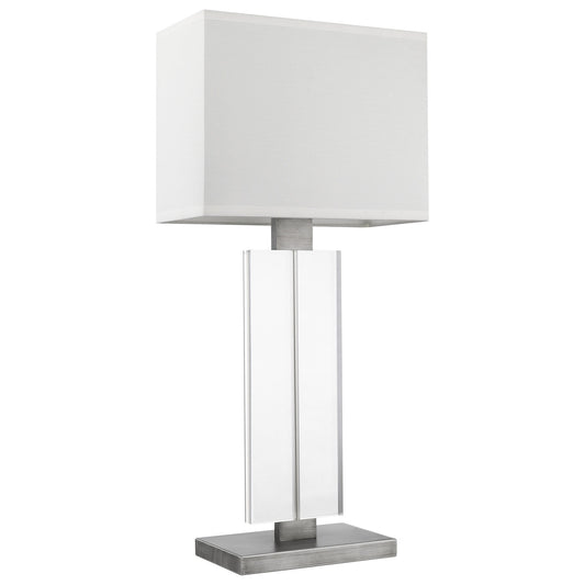 31" Silver Metal Table Lamp With White Rectangular Shade