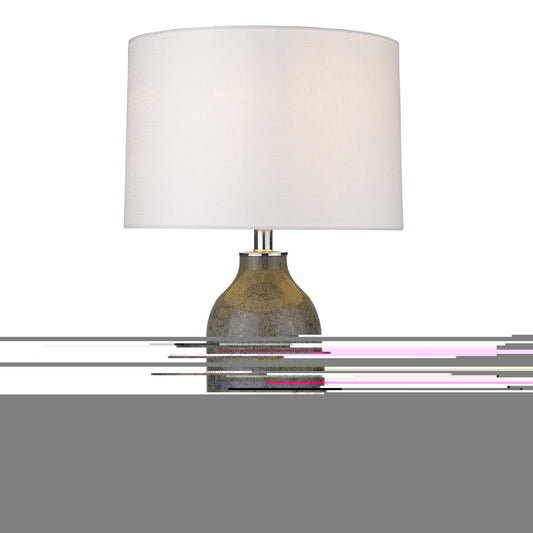 25" Silver Metal Table Lamp With White Empire Shade