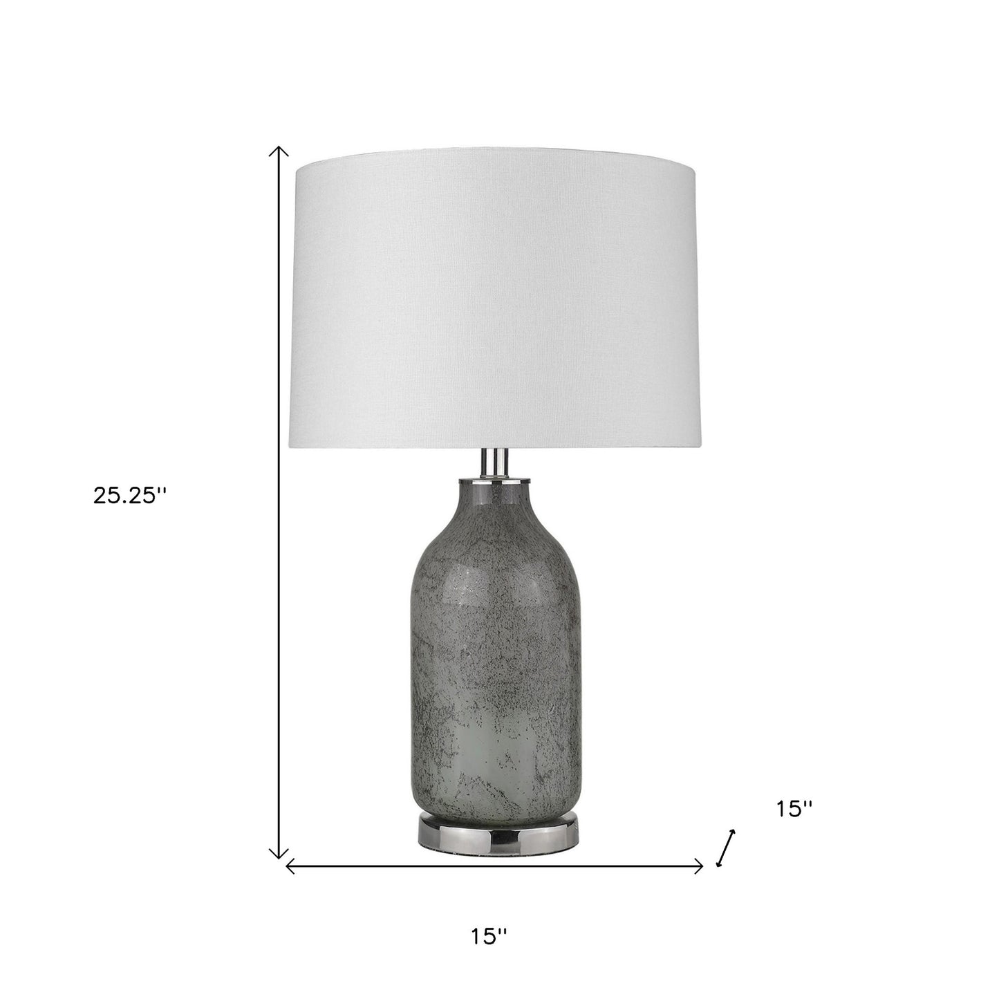 25" Silver Metal Table Lamp With White Empire Shade