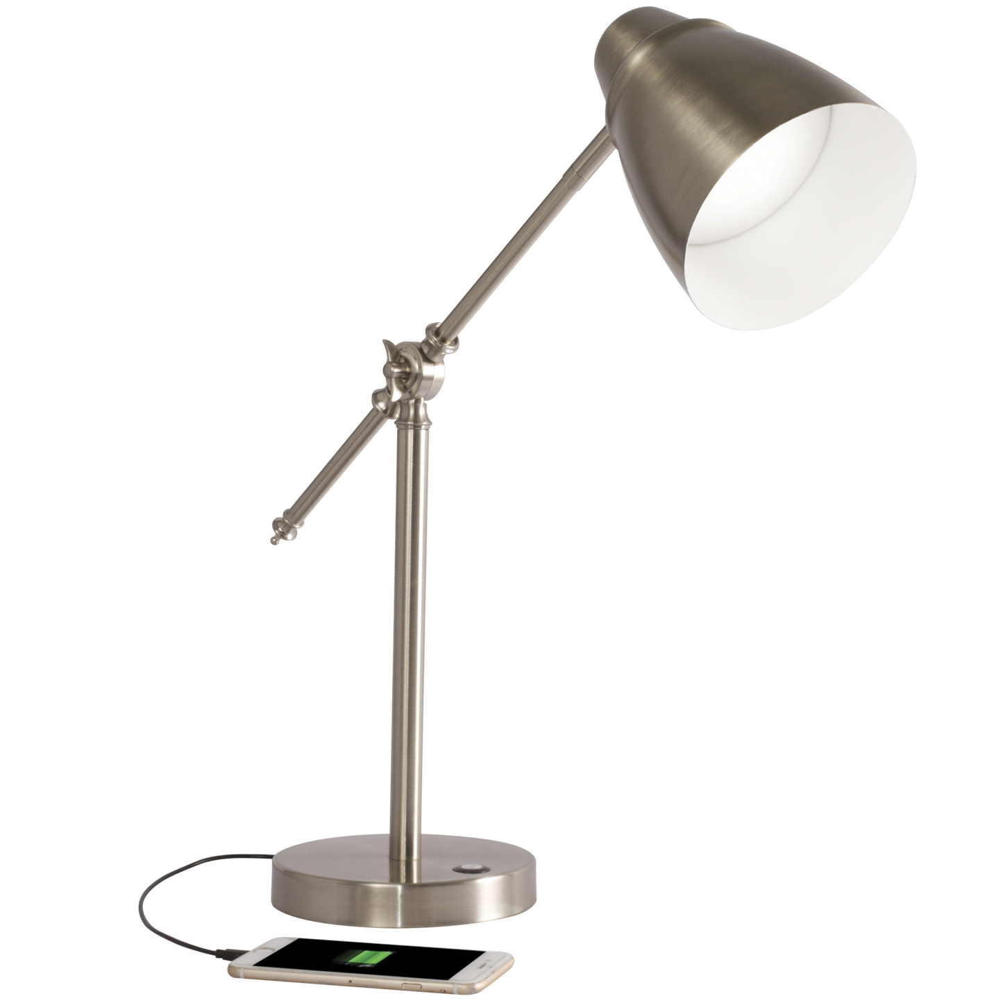 Brushed Silver LED Adjustable Desk Lamp