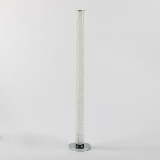 49" White Column Floor Lamp With Clear Drum Shade