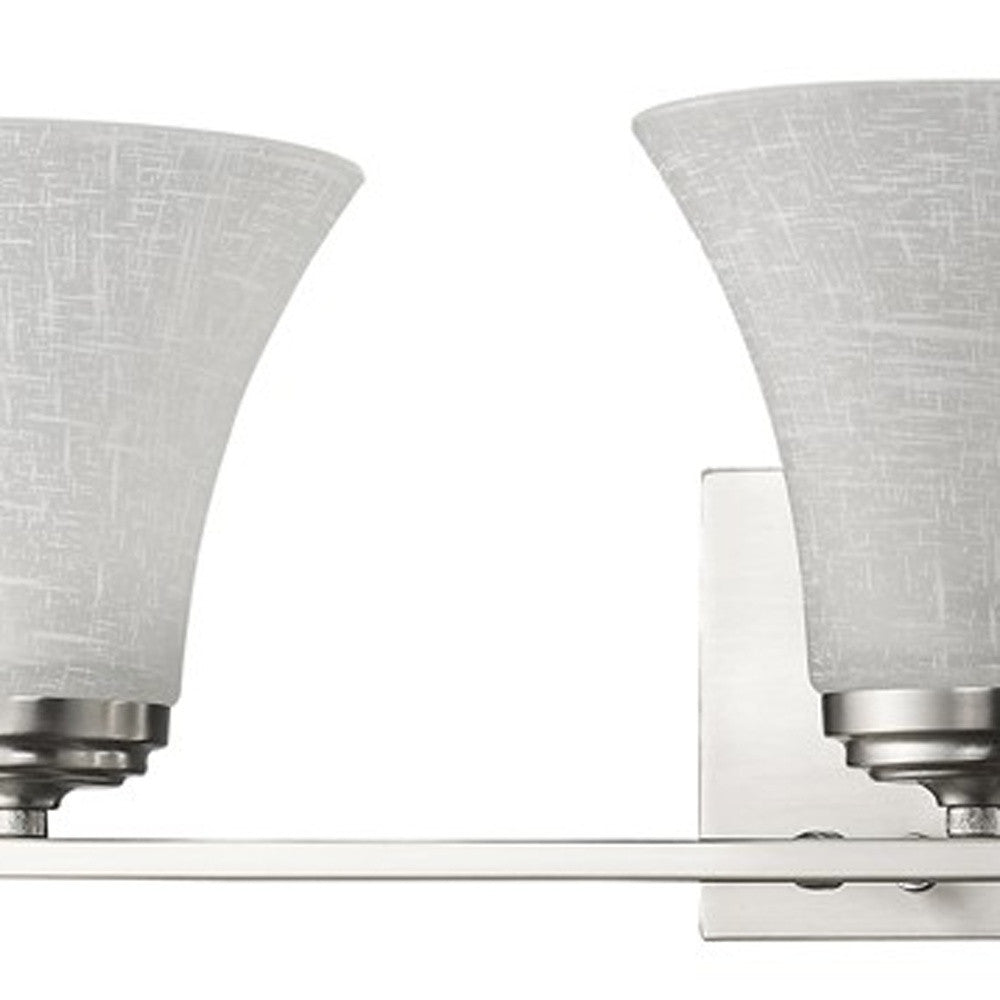 Three Light Silver Wall Light with Tapered Glass Shade