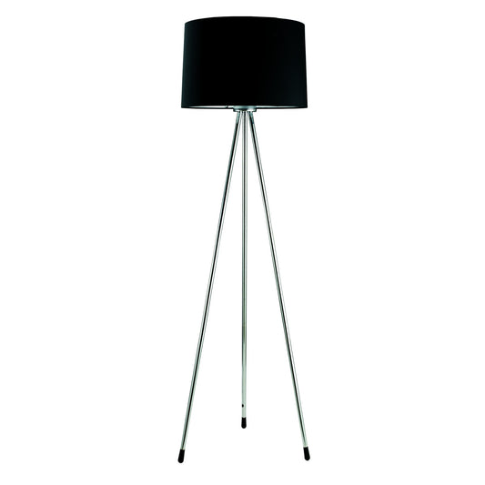 59" Black Tripod Floor Lamp With Black Drum Shade